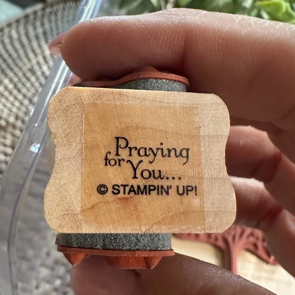 Stampin Up Thoughts & Prayers Wood Mount Rubber Stamp Set Sympathy Floral 8pcEUC